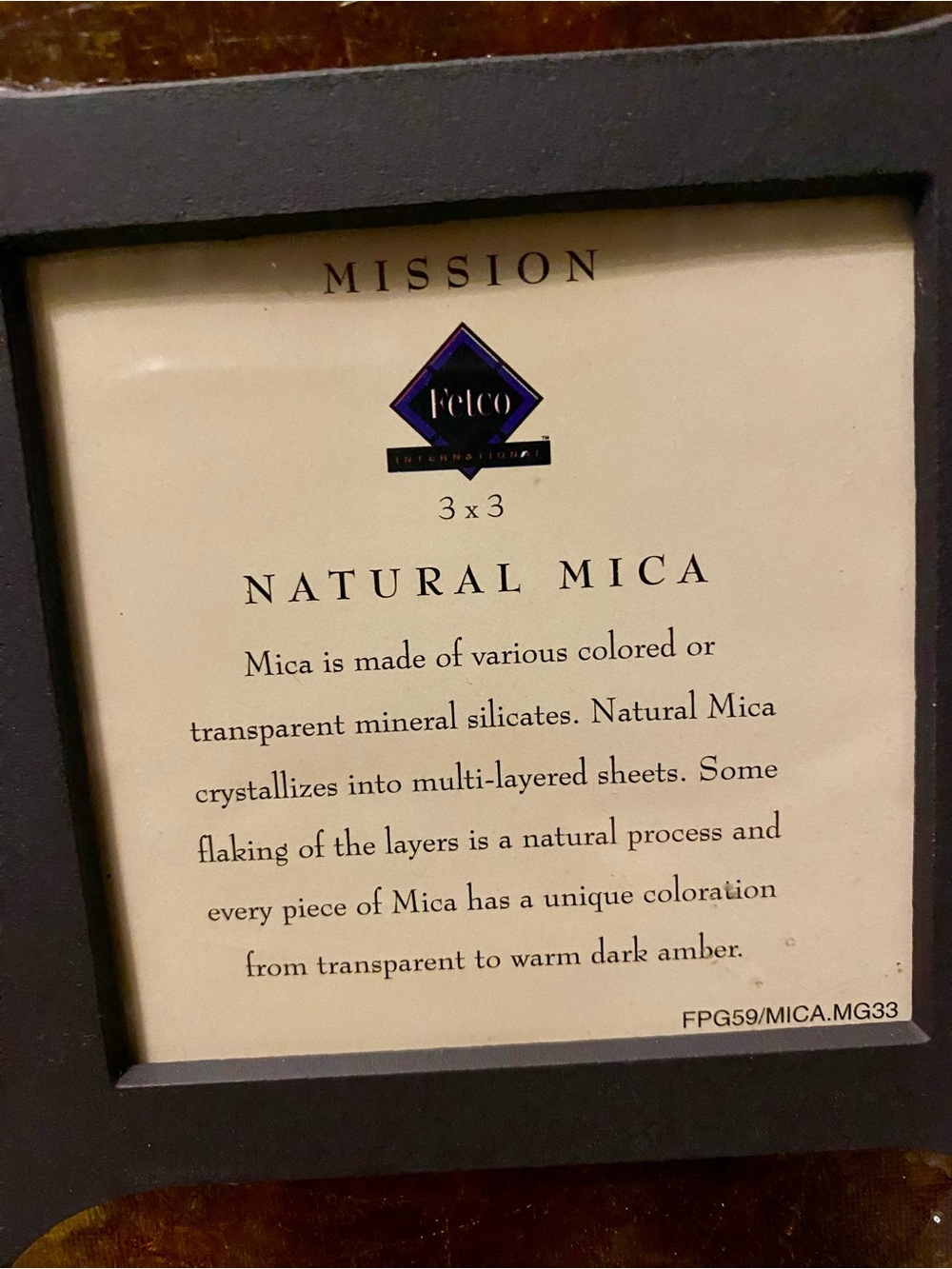 Fetco Mission Style Natural Mica Amber Metal Square Photo Frame 3”x3” - Picture 7 of 7